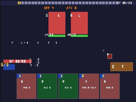 Card Game battle with enemies above a hand of cards.